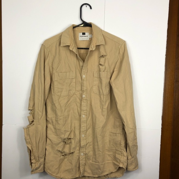 Topman Distressed Twill Shirt Sz S - Picture 3 of 12
